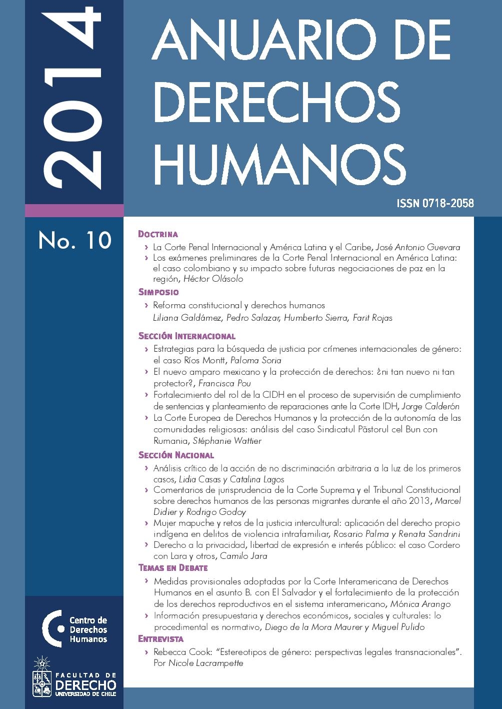 											View No. 10 (2014): Anuario de Derechos Humanos 2014
										